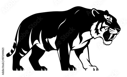 Saber Tooth Tiger Silhouette Vector Illustration
