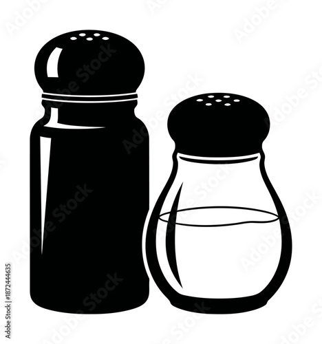 Salt and Pepper Shakers - Minimalist Vector Illustration