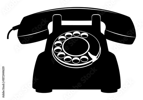 Minimalist Rotary Dial Telephone Silhouette Vector Illustration