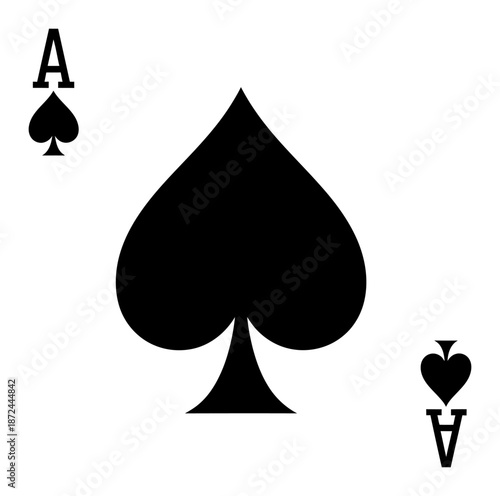 Minimalist Ace of Spades Silhouette Vector Illustration