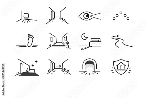 Vector night focus icon guidance lighting minimalist setup light cue subtle logic