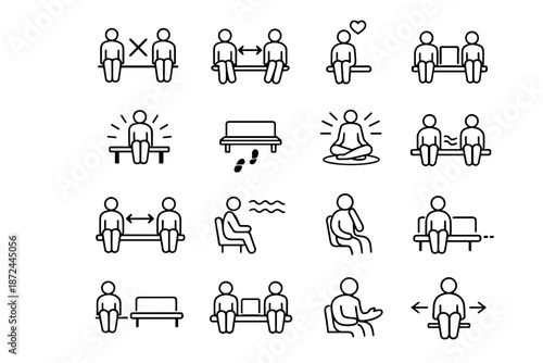 Restraint next seating icon logic awareness icons choice urban pause tension vector