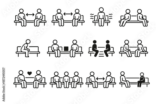 Gap space calm seating icon between public vector comfort distance awareness leave