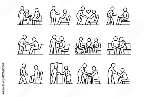 Vector users awareness focus yielding seating urban icons priority step offer icon