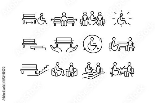 Accessibility urban focus respect icons cue spacing shared calm space vector icon