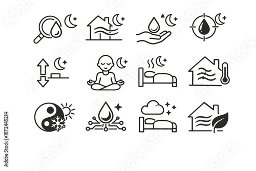Habit icon awareness cue vector night calm moisture climate home humidity balance