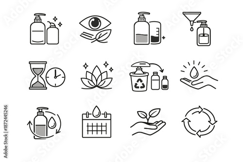 Calm vector refill eco icon focus awareness product soap refilling finish