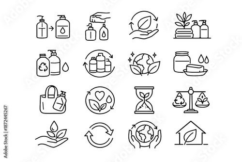 Soap eco icons refill harmony readiness care living hygiene vector conscious icon