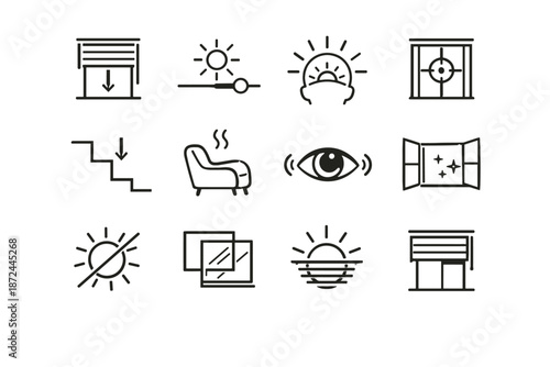 To icon lower shade window visual vector eye glare relief minimalist care