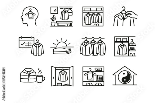 Mindful organization vector order readiness harmony basics entryway icon awareness coat clarity
