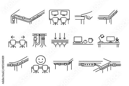 Lines minimalist cable perimeter edge icon cables habit desk vector step clear