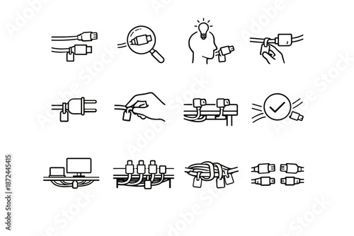 Cable icon step confusion order small minimalist mark calm clarity faster desk