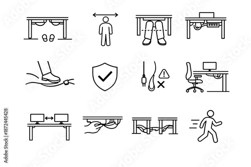 Leg vector routing management movement habit keep cable minimalist icon mindful clear