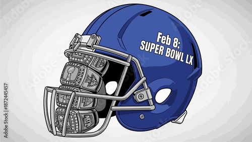 American football helmet with Super Bowl text on a white background