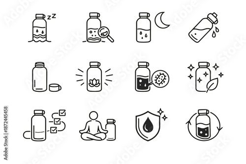 Vector leftover habit care icon water mindful growth awareness reusable bottle