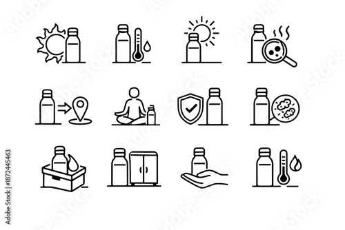 Heat vector avoid temperature reusable care icon logic cue bottle habit safe