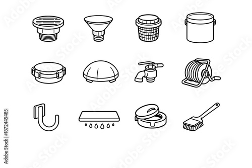 Basket locking icon vector balcony collection reel icons cover drip floor funnel
