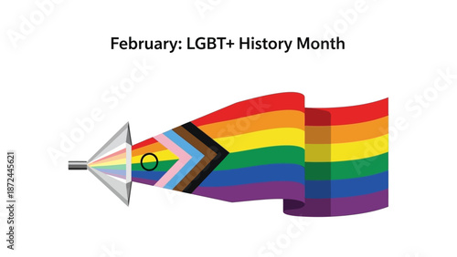 Vibrant LGBT pride flag emerging from a telescope, symbolizing exploration and celebration of diversity and inclusivity during LGBT History Month