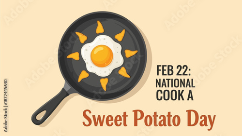 Celebrate National Cook a Sweet Potato Day with a delicious fried egg and sweet potato in a pan