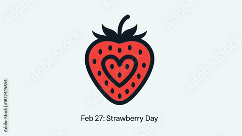 Strawberry heart symbol on light background for Strawberry Day