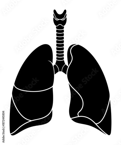 Lungs & Trachea Silhouette - Minimalist Vector