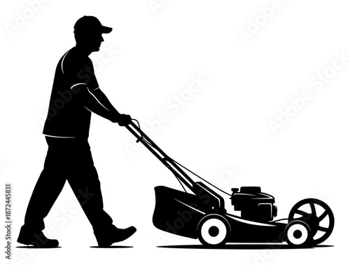 Lawn Mower Silhouette - Minimalist Vector Illustration