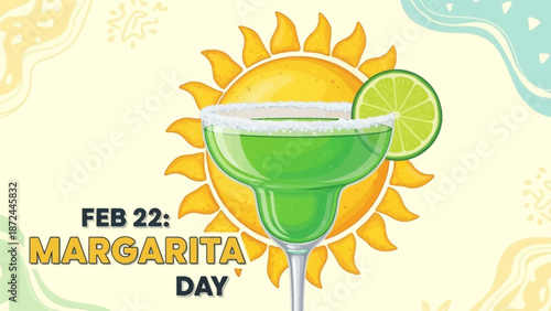 Vibrant margarita cocktail with lime on sunny background for festive celebrations
