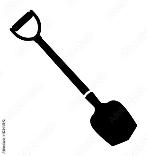 Hoe Garden Tool - Black Silhouette Vector