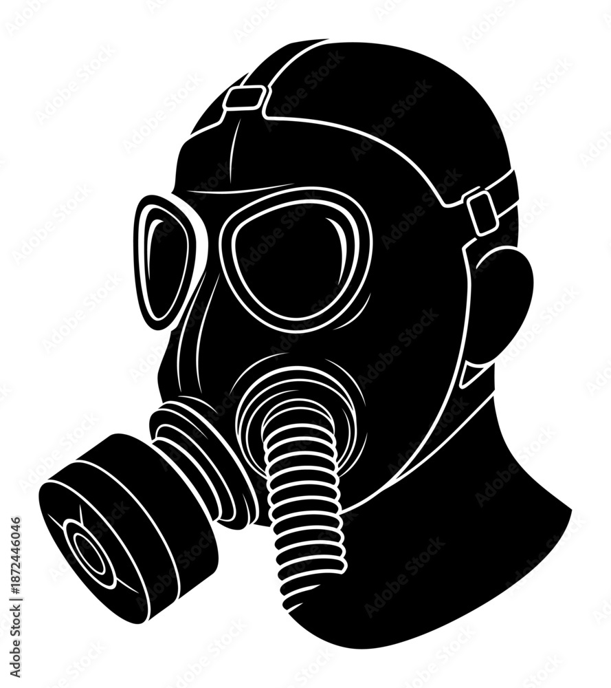 Fototapeta premium Minimalist Gas Mask Silhouette Vector Illustration