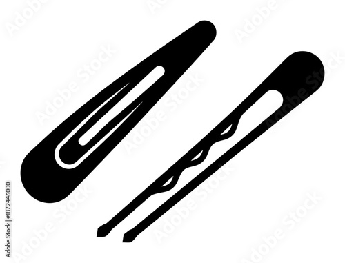 Minimalist Hair Clip Bobby Pin Silhouette Vector Illustration