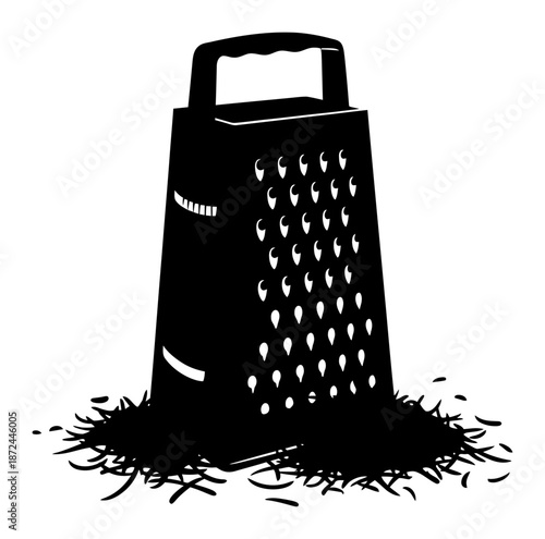 Grated Cheese Silhouette - Minimalist Vector Illustration