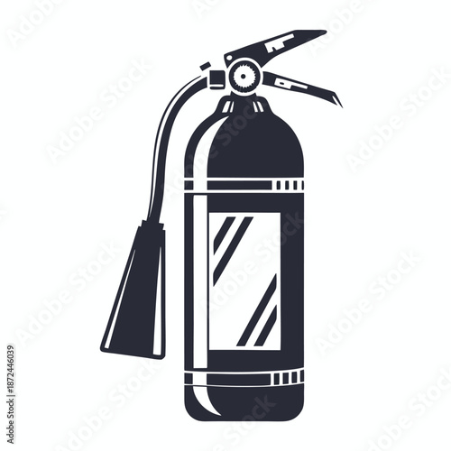 Isolated fire extinguisher icon featuring flame symbol signals protection against danger and accidents