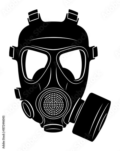 Minimalist Gas Mask Silhouette Vector Illustration