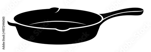 Cast Iron Frying Pan - Minimalist Vector Silhouette