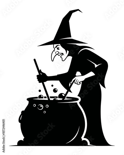 Witch Cauldron Silhouette Vector Illustration
