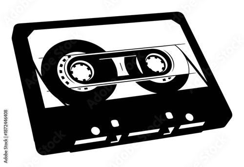 Minimalist Cassette Tape Silhouette Vector Illustration