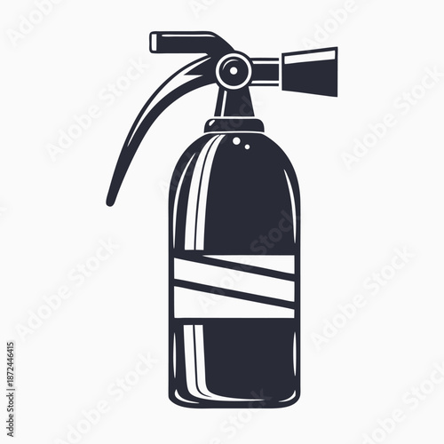 Black silhouette showcases detailed fire extinguisher equipment on a clean white background