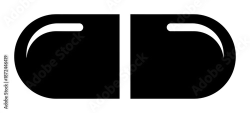 Black Capsule Pill Silhouette - Minimalist Vector