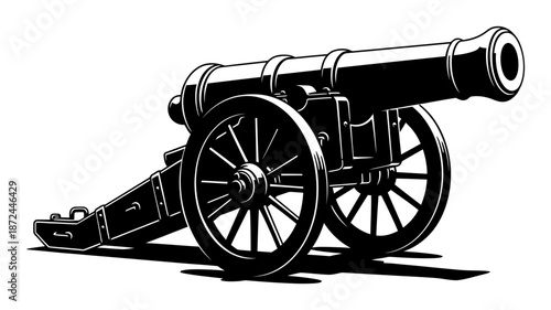 Vintage Cannon Silhouette Vector Illustration