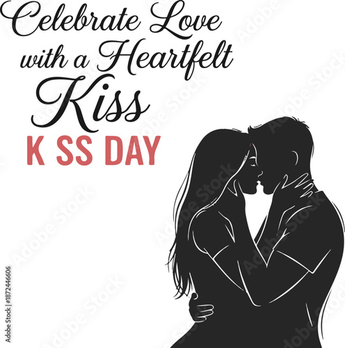Romantic couple sharing a heartfelt kiss on kiss day