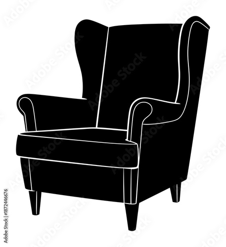 Wingback Armchair Silhouette - Minimalist Vector