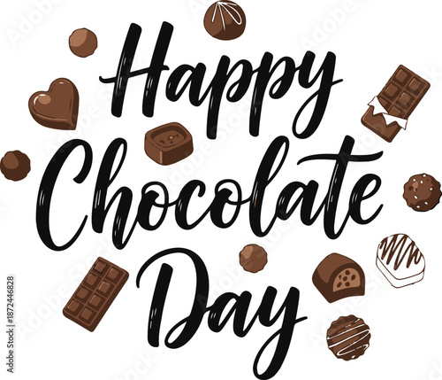 Happy chocolate day celebration with assorted chocolates