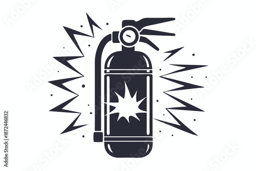Single flat design of a fire extinguisher illustrating industrial safety measures and emergency preparedness