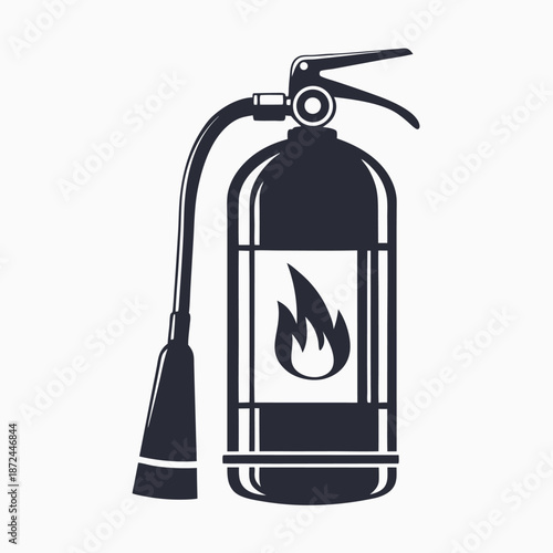 Isolated extinguisher is positioned close to the fire, ready for emergency use and safety