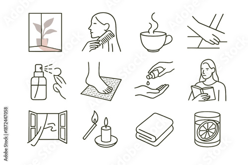 Slice brushing vector morning ritual shadow citrus glass hair icon minimalist stripe