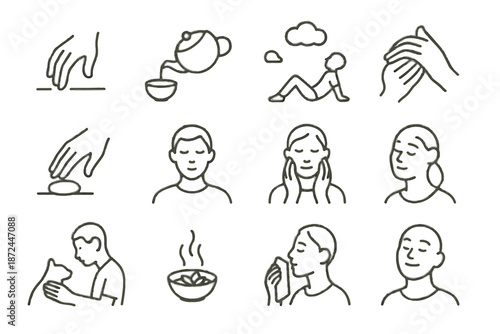 Petting hand vector stretch laugh water relief soft stone eyes stress icon