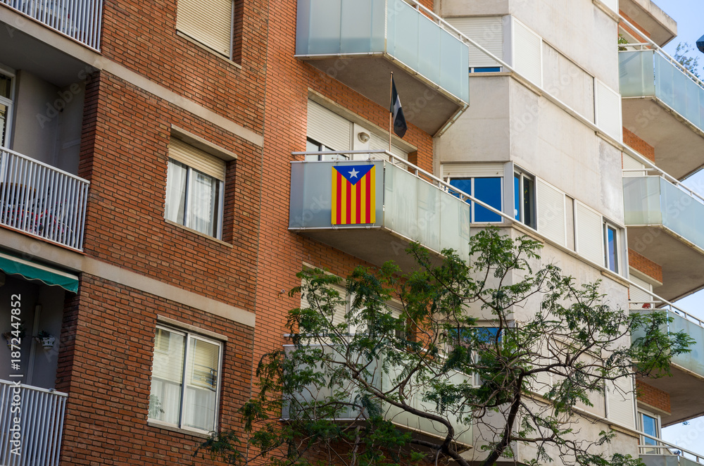 Fototapeta premium Apartment Building Balcony with Catalan Independence Flag