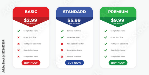 clean simple pricing table template for website