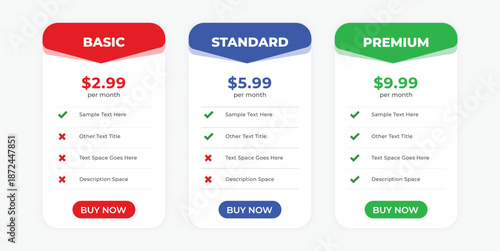 clean simple pricing table template for website