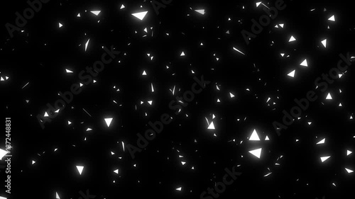 Abstract Glowing Triangles Moving in Dark Space Background.